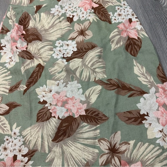 Leslie Fay Sport Green Tropical Linen Blend Midi Skirt 12 - Picture 2 of 6